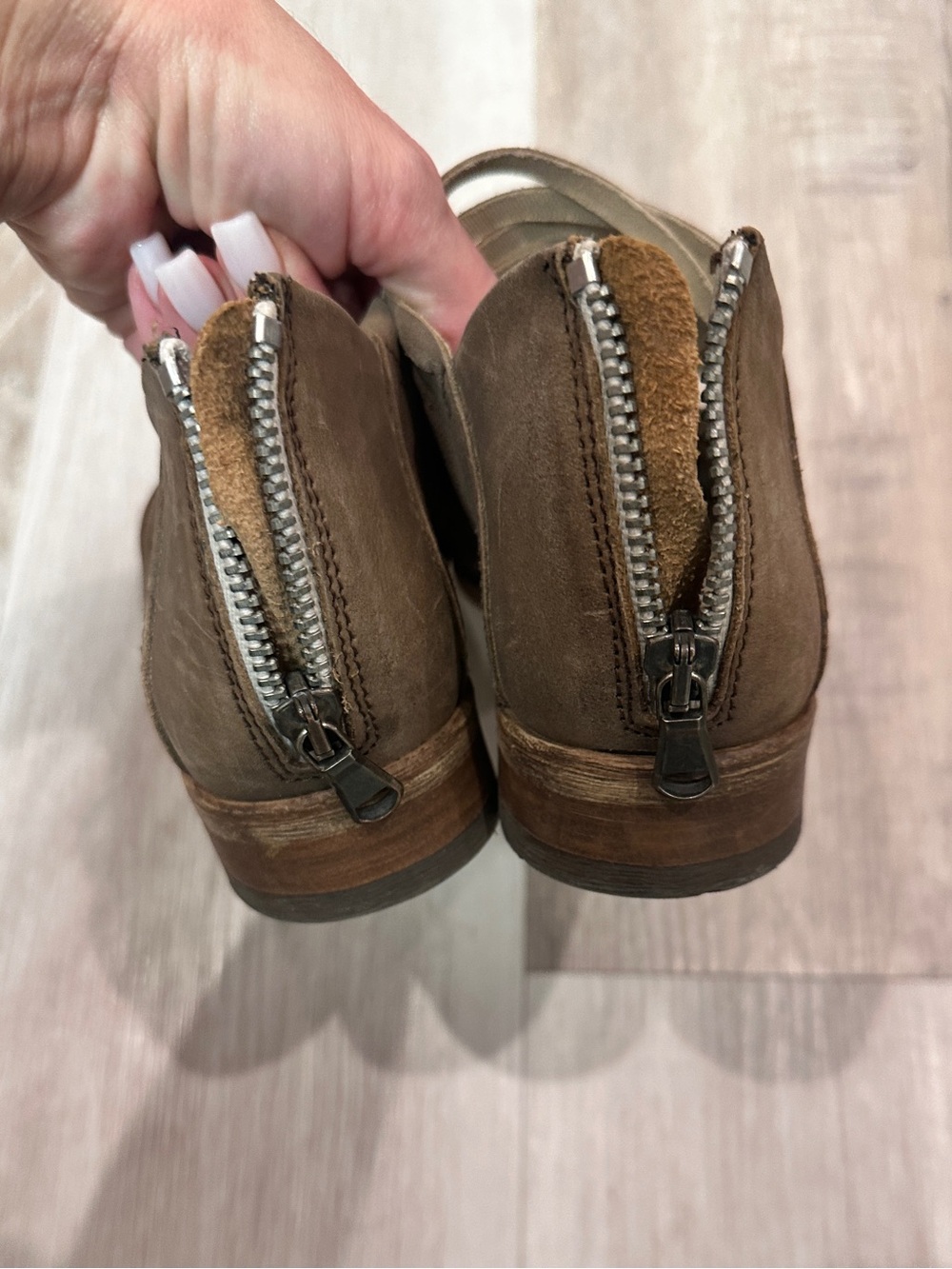 Free People Brown Leather Strappy Pointed Toe Ankle Booties EU 36 - Picture 4 of 6